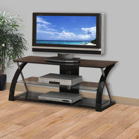 Metal TV stand With 3 Glass Shelves, Black