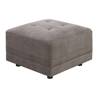 Tufted Seat Square Ottoman In Waffle Suede Gray