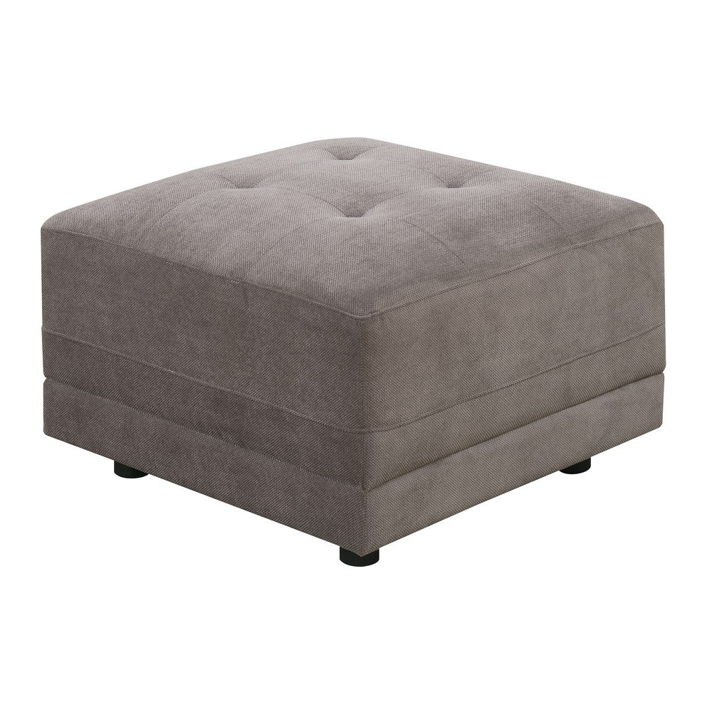 Tufted Seat Square Ottoman In Waffle Suede Gray