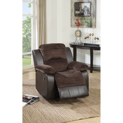 Polyurethane Rocker Recliner In Choco Suede Brown