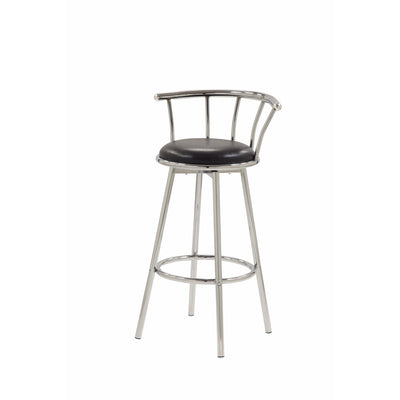 Distressed Chrome Plated Bar Stool, Black & Silver ,Set of 2