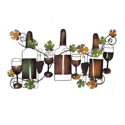 Classy Metal Based Wine Wall Decor, Multicolor