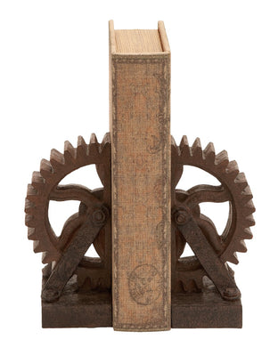 Rusted Gear Themed Book End Set