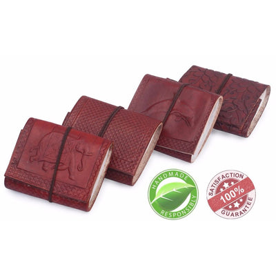 Handmade Pack Of 4 Pocket Journals In Leather