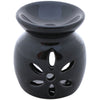 Alluring Ceramic Oil Diffuser With Leafy Pattern Cutout, Black