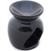 Alluring Ceramic Oil Diffuser With Leafy Pattern Cutout, Black