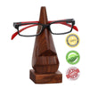 Hand Carved Wooden Nose Shaped Spectacle Holder, Brown
