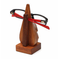 Hand Carved Wooden Nose Shaped Spectacle Holder, Brown
