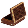 Mango Wood Jewelry- Storage Box With Detailed Pattern, Brown