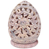 Stylish Soapstone Candle - Tea-Light Holder With Openwork Carvings, White