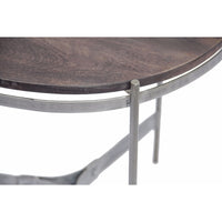 Round Metal End Table With Three Legs, Brownn And Silver