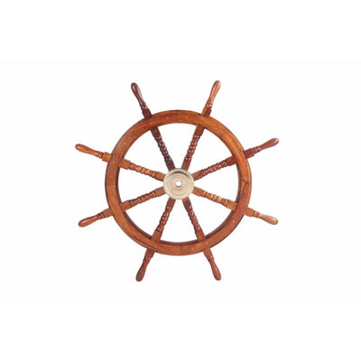Wooden Ship Wheel With Brass Hub And 8 Spokes
