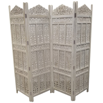 Antique White 4 Panel Handcrafted Wood Room Partitions