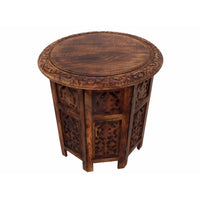 Transitional Style Octagonal Table Folding, Brown