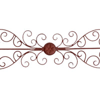 Traditionally Carved Metal Wall Plaque With Scrollwork, Brown