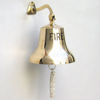 Ship Bell "Fire" Engraved And Bracket Mounted Elegant Ornament