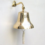 Ship Bell "Fire" Engraved And Bracket Mounted Elegant Ornament