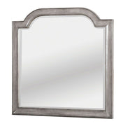 Wooden Beveled Mirror With Arched Top, Gray