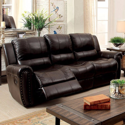 Sturdy Leatherette Recliner Sofa, Brown