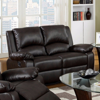Cozy Leatherette Motion Loveseat, Brown