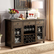 Wooden Server with Wine Holder, Brown