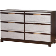 Wooden Dresser with 6 Drawers, silver & espresso
