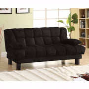 Microfiber Sofa Futon With Under Seat Storage, Black