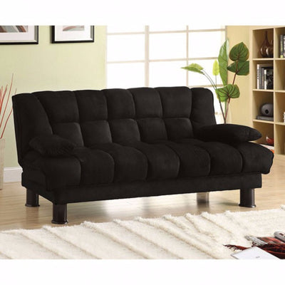 Microfiber Sofa Futon With Under Seat Storage, Black