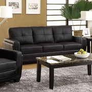 Leatherette Three Seater Comfy Sofa, Black