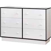Contemporary Style Dresser With 6 Drawers, Blue & White