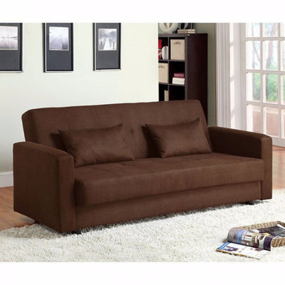 Microfiber Fabric Simplistic Sofa Futon, Brown