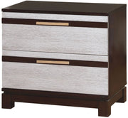 Wooden Night stand with 2 Drawers, Silver & Brown