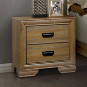 Wooden Night stand With 2 Drawers, Natural Wood Brown