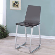 Acrylic Counter Height Chair With Metal Base, Pack of 2, Translucent Black