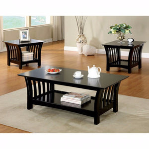 Wooden Set Of 3 Table Set, Black