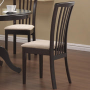 Wood & Fabric Ritzy Dining Side Chair, Cappuccino Brown & Cream, Set of 2