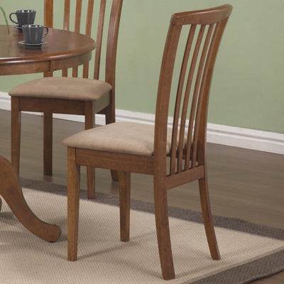 Wood & Fabric Ritzy Dining Side Chair, Brown & Beige, Set of 2