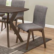 Mid-Century Upholstered Sylvan Dining Side Chair, Warm Brown and Gray , Set of 2