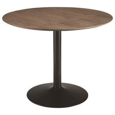 Round Modern Bijou Dining Table, Walnut Brown & Black