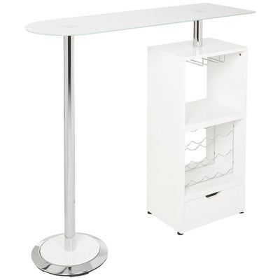 Spacious White Bar Table with functional Storage