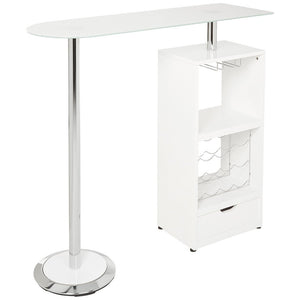 Spacious White Bar Table with functional Storage