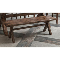 Wooden Dining Bench with X- Base, Brown