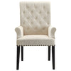 Diamond Tufted Upholstered Dining Chair, Cream & Smokey Black