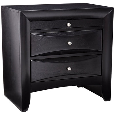 Wooden 2 Drawer Nightstand with Tray, Black