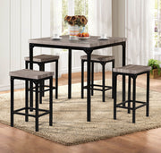 Counter Height 5 Pieces Dining Set In Brown And Black