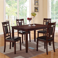 Wooden And Leather 5 Pieces Dining Set In Brown And Black