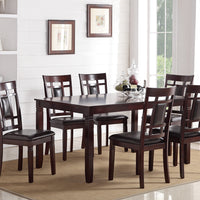 7 Pieces Dining Set of Rubber Wood In Espresso Brown