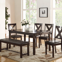 Rubber Wood 6 Pieces Dining Set In Espresso Brown