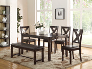 Rubber Wood 6 Pieces Dining Set In Espresso Brown