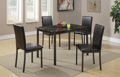 Faux Marble And Metal Frame 5 Pieces Dining Set In Black